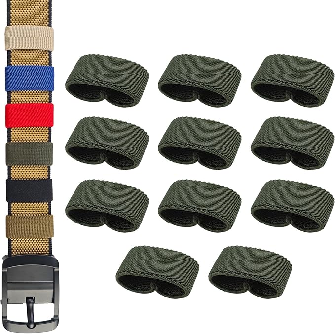 11 Pcs Thickening Elastic Belt Keepers, Nylon Webbing Strap Organizers & Holders for 1.5" to 2" Wide Belts