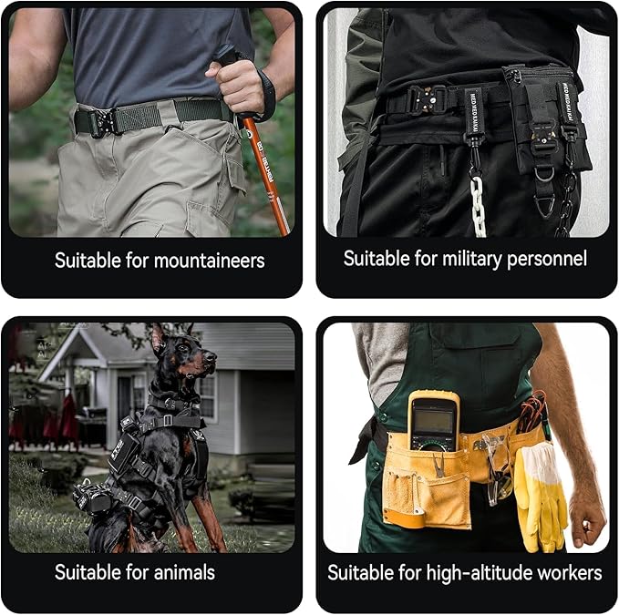 2 Pack Tactical Belt Buckles, 1.5 inch Heavy Duty Plastic Quick Release Buckles for Collar, Backpack, Luggage Strap, Adjustable No-Sew Belt Clip Replacement (Black)