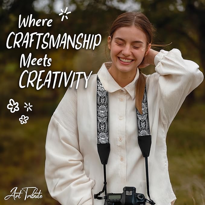 Art Tribute Camera Strap for All DSLR and Mirrorless Cameras. Add Your Name Or Initials Make It a Personalized Gift