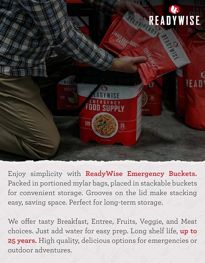 ReadyWise Emergency Food Supply - 4320 Servings, 36 Buckets, Freeze Dried & Dehydrated Package of Long Term Meals, Survival Kit for Camping, Prepper Food Storage Supplies, up to 25 Year Shelf Life