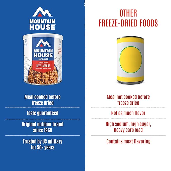 Mountain House Beef Lasagna & Freeze-Dried Food for Camping, 9 Servings, 30-Year Shelf-Life