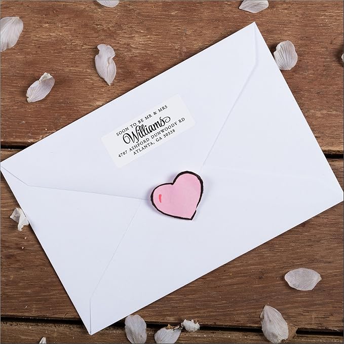 White Address Labels - Personalized Name Stickers, Custom Printed Return Mailing and Shipping Labels for Envelopes, Packages, Business, Home by PrettySweetParty (1000, Serif and Script)