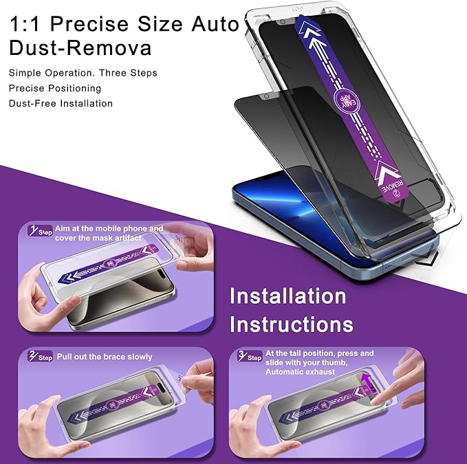 CHRYSHA 2 Pack Matte Privacy Screen Protector for iPhone 13 Pro Max/iPhone 14 Plus, 9H Tempered Glass, Full Coverage, Anti-Fingerprint, Auto Dust-Elimination, No Bubble, Easy Installation