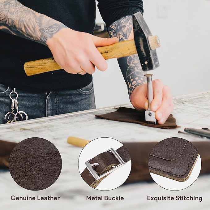 Mayski 4 Pack Genuine Leather Luggage Tags for Suitcases TSA Approved Durable Baggage Tags, Travel Essentials for Flying, Brown
