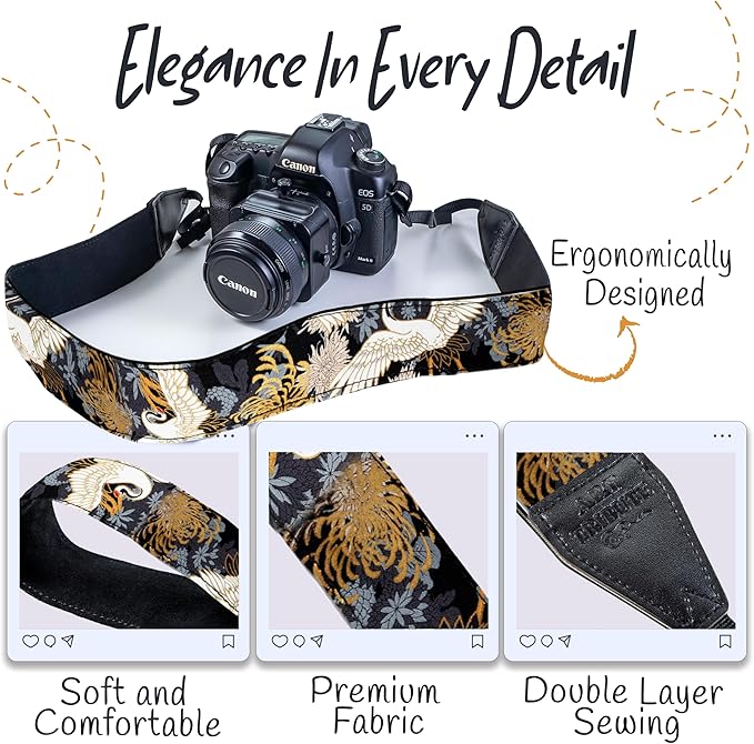 Art Tribute Camera Strap for All DSLR and Mirrorless Cameras. Add Your Name Or Initials Make It a Personalized Gift