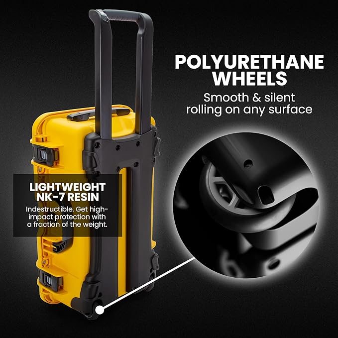 NANUK 935 Hard Case – Waterproof Equipment Case with Wheels, 22” x 14” x 9” – Dustproof and Impact Resistant, Airline Carry-On Approved – Yellow