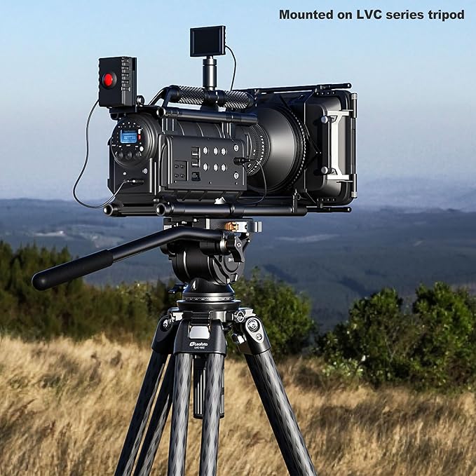 Leofoto Professional Fluid Video Head with Flat Base and Adjustable Handle, Fluid Dampened, 360º Panning with Pan Lock, Heavy Duty for Video Cameras, Weight 0.75kg/1.65lb, Load up to 11lbs (BV-10L)