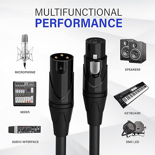 LyxPro 10 Feet XLR Microphone Cable Balanced Male to Female 3 Pin Mic Cord for Powered Speakers Audio Interface Professional Pro Audio Performance and Recording Devices - Green
