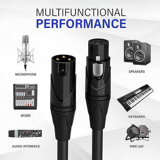 LyxPro 100 Feet XLR Microphone Cable Balanced Male to Female 3 Pin Mic Cord for Powered Speakers Audio Interface Professional Pro Audio Performance and Recording Devices - Pink