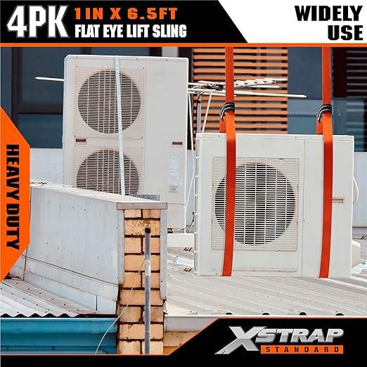 XSTRAP STANDARD 4PCS 1" x6.5ft Lifting Sling 1-Ply Red Web Strap, 2000 LBS Vertical (907 KG), 1600 LBS Choker (725 KG), 5:1 Safety Factor, Twist Eye Polyester Slings for Rigging Hoist Recovery Tree