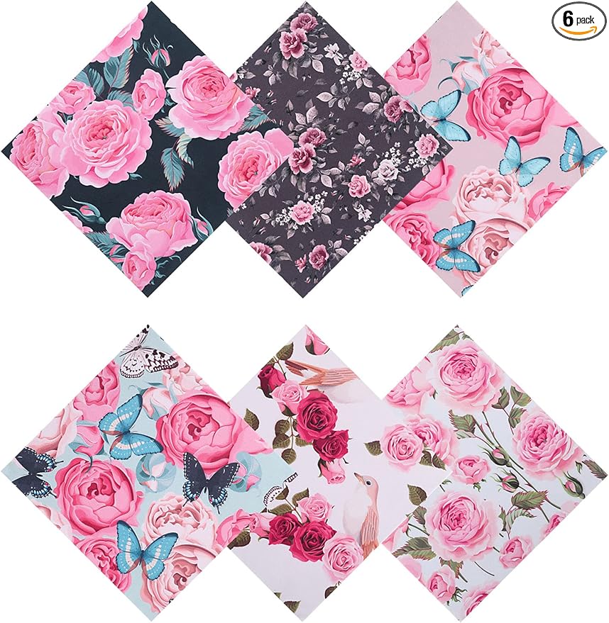 6PCS Thickened Glasses Cleaning Cloth Elegant Flower Design Microfiber Cleaning Cloth, Multi-Colored Eyeglass Lens Cleaning Cloths, Soft Wipes for Reusable Eyeglass and Phone Screens (Peony)