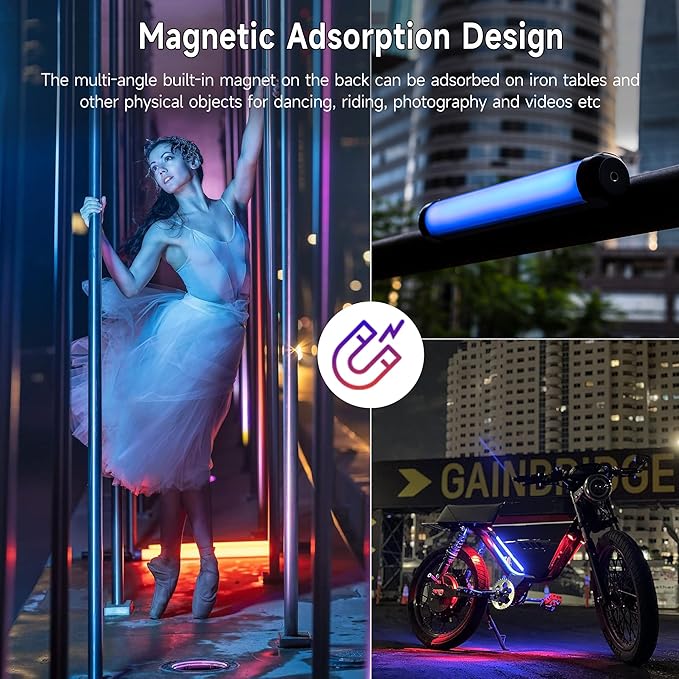 weeylite K21 2 Pack Magnetic RGB Tube Light, App Control Handheld RGB LED Video Stick Light Wand for Photography with Type-C Charging CRI 95+ 2500K-8500K LCD Display 3.7V/2500mAh Rechargeable Battery