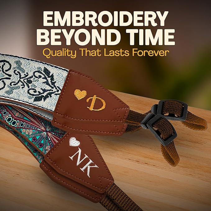 Art Tribute Camera Strap for All DSLR and Mirrorless Cameras. Add Your Name Or Initials Make It a Personalized Gift