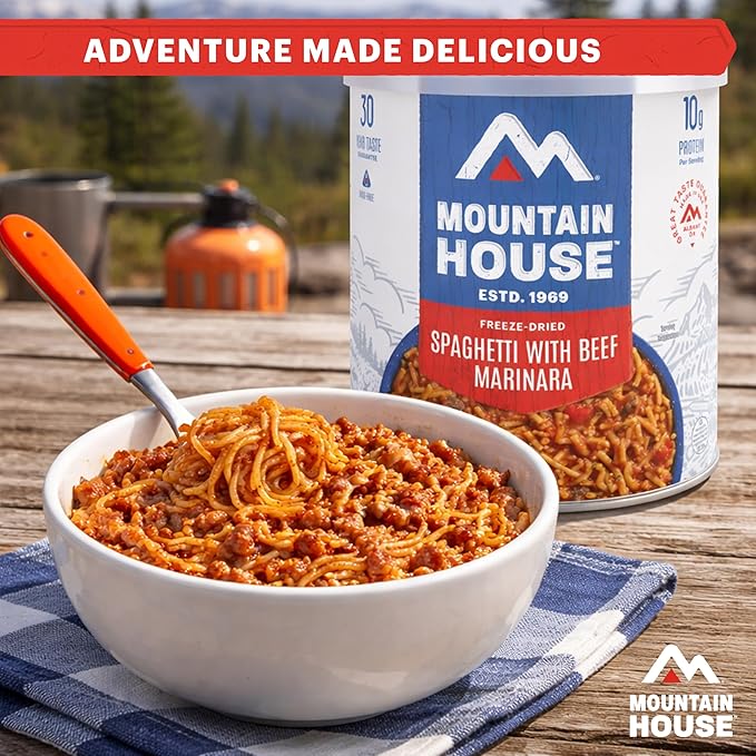 Mountain House Spaghetti with Beef Marinara #10 Can | Freeze Dried Survival & Emergency Food | 7 Servings