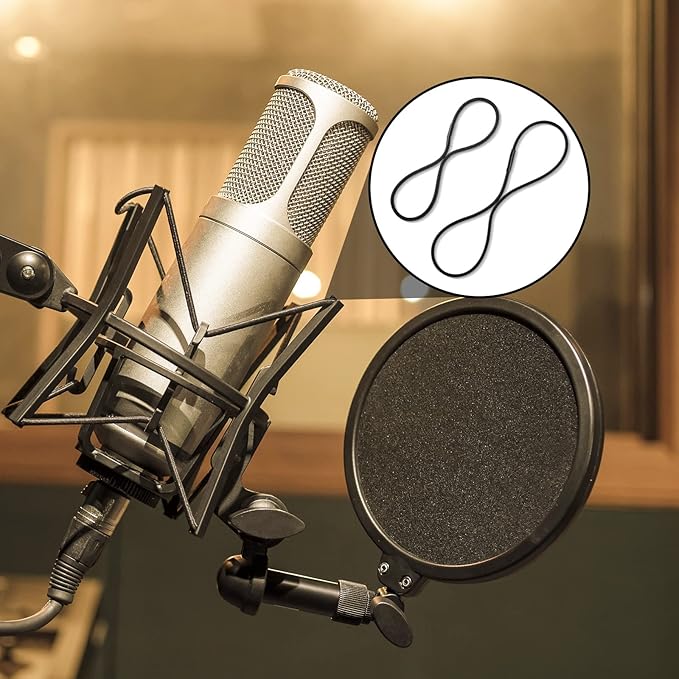 8 Pieces Black Universal Elastic Bands Replacement Microphone Shock Mount Rubber Ring Shock Mount Holder Clamp Clip for Microphone Shock Mount Mic Holder Clip