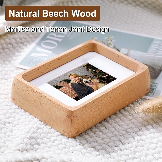 Kattepote Wooden Small Photo Frame 4x6 inch, Small Picture Frames Display 3x5 Inch with Mat or 6x4 without Mat, with High Clear Acrylic, for Landscape or Portrait Orientation, Wall-Mount & Tabletop