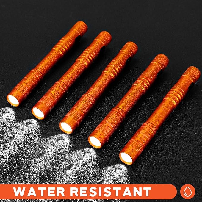 Hortsun 20 Pcs Mini Pen Light Flashlights Christmas Gifts for Men Pocket Flashlights Pen with Clip Small LED Handheld Slim Torches Without Battery(5.12 Inch,Orange)