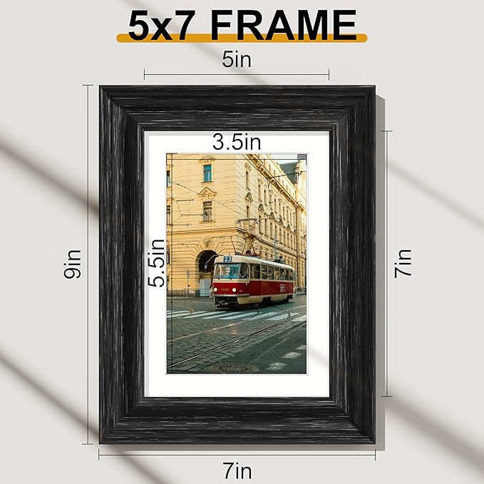 Vittanly 5x7 Picture Frames Set of 2, Ornate Vintage Photo Frame for Wall or Tabletop, Display 4x6 Pictures with Mat or 5x7 without Mat, Distressed Black