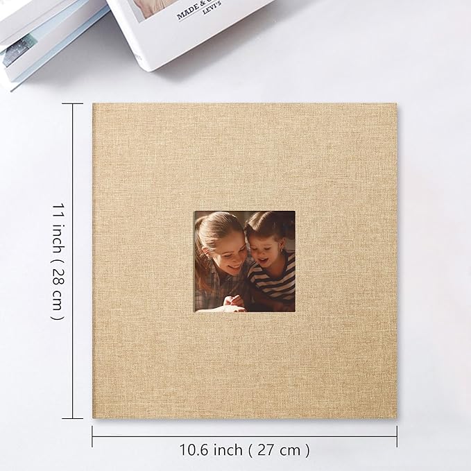 Vienrose Large Photo Album Self Adhesive for 4x6 8x10 Pictures Linen Scrapbook Album DIY 40 Blank Pages with A Metallic Pen