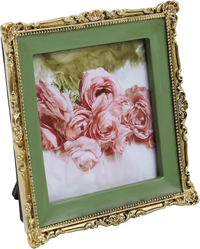Hymmah 3 * 3inch Mini Wallet Picture Frame Vintage Photo Frame Ornate Textured Hand-Crafted Resin Frame with Easel&Hook for Tabletop&Wall Display,Photo Gallery,Art