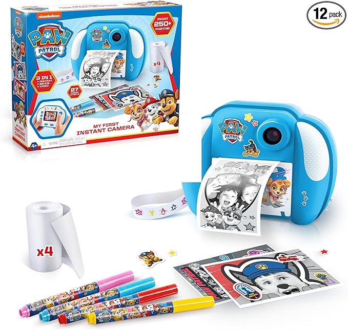 Paw Patrol™ My First Instant Camera; Photo, selfie, and video functions; Ink free printing; Frames and filters can be added digitally; Stickers and markers can be added after printing-Amazon Exclusive