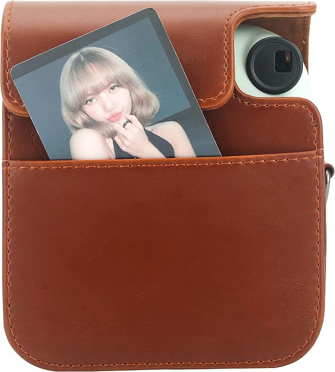 Frankmate Protective Case Compatible with Mini 12 Instant Film Camera with Accessory Pocket and Adjustable Strap (Brown)