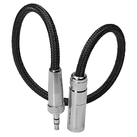 KONDOR Blue | 12 Inch Mini XLR (TA3) 3-Pin to 3.5mm Locking TRS Adapter Cable | Screw Lock Mini Plug for Lavalier Mics and Wireless Receivers, Braided On-Rig Audio | Black