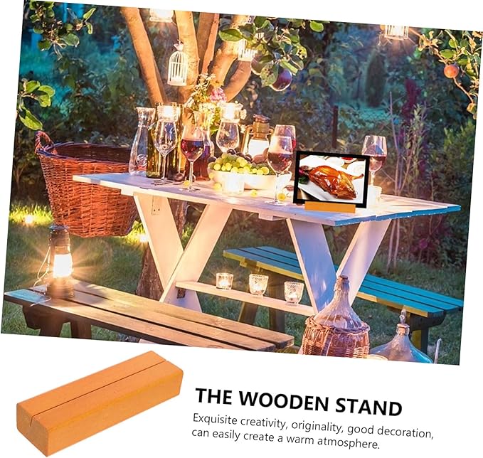 3Pcs Wooden Note Card Holders Vintage Photo Display Stands for Wedding Tables Number Card Base for Parties and Events