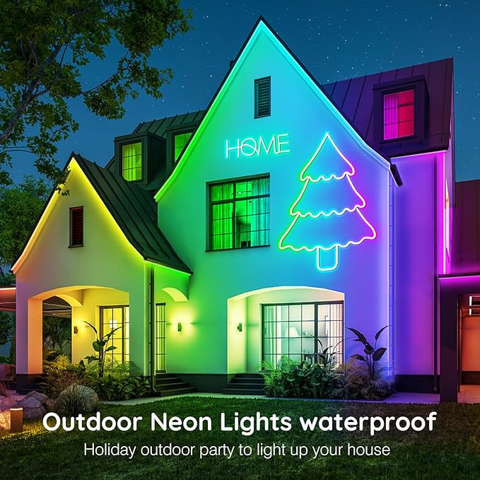 Led Neon Rope Lights 50Ft,Control with App/Remote,Flexible Rope Lights,Multiple Mode Led Neon Strip,IP65 Outdoor RGB Neon Lights Waterproof,Music Sync Gaming Led Neon Strip Lights for Bedroom Indoor