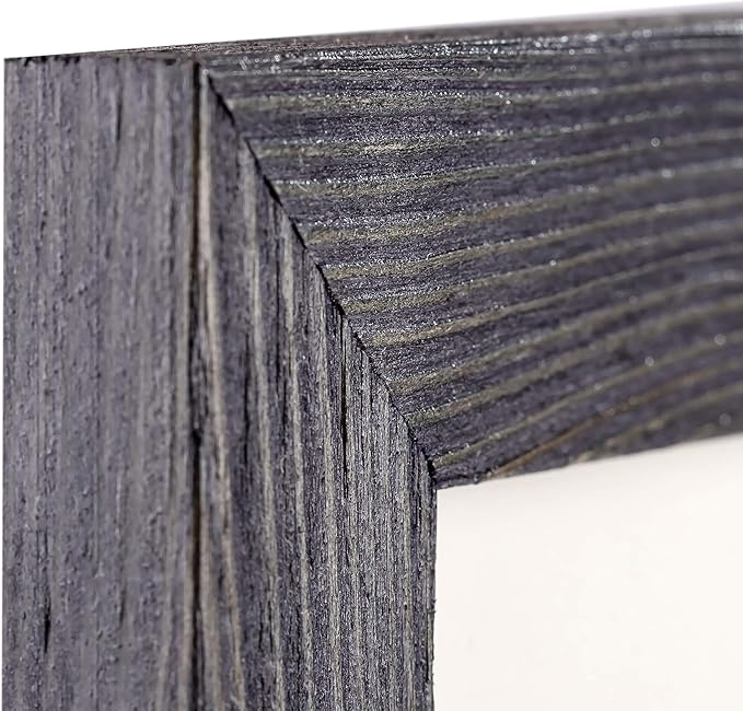 Rustic Wooden Picture Frame 4x6 Inch - Set of 2-100% Natural Eco Solid Distressed Wood with Real Glass - Made for Wall and Tabletop Display - Dark Grey