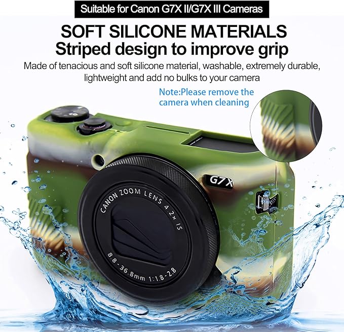 Easy Hood G7X Mark II Case G7X Camera Silicone Case, Soft Silicone Protective Cover for Canon Powershot G7X Mark II DSLR Camera (Camo)
