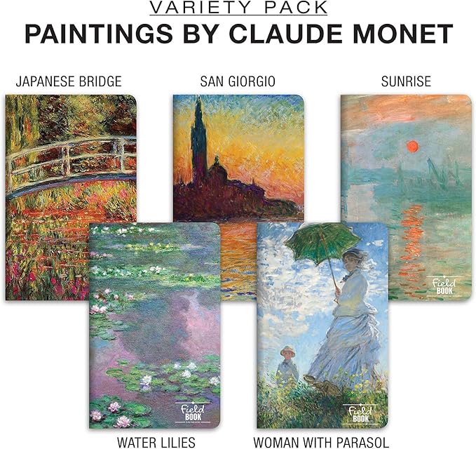 Elan Publishing Company Field Notebook - 5"x8" - MONET Patterns - Lined Memo Book - Pack of 5