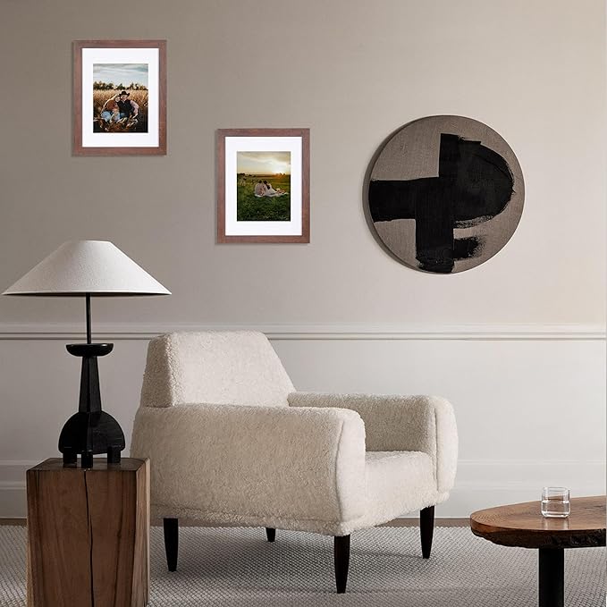 kennethan Picture Frame, Dark Brown, 11x14 inches, 2 Pcs in 1 Set, Matted, Wall Mount