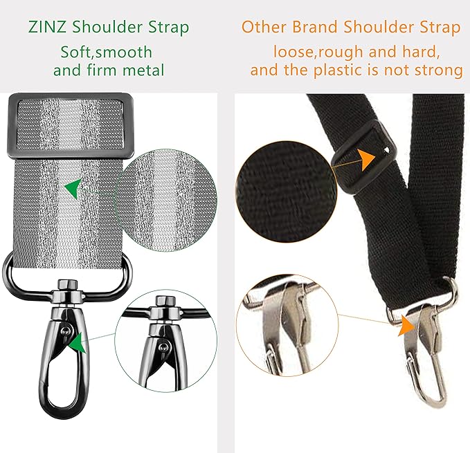 ZINZ Shoulder Strap 58" Ultra-Thick Fixed Padded and Adjustable Buckles Crossbody Strap for Briefcase Laptop Bag Luggage