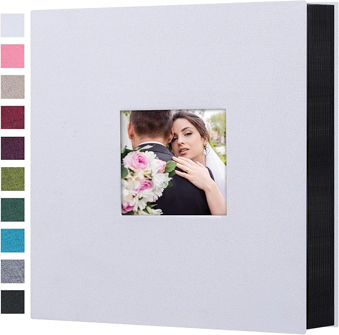 Mublalbum Photo Album 4x6 600 Photos Linen Cover Large Picture Book Holds Horizontal and Vertical Pockets for Wedding Family Anniversary and Baby (White)