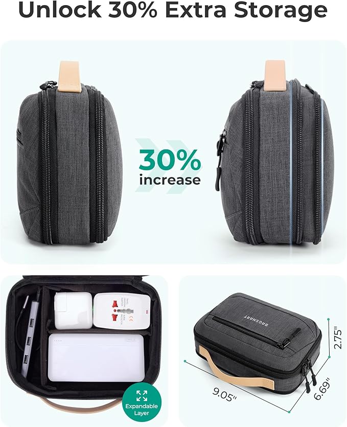 BAGSMART Electronics Organizer Travel Case, Cord Organizer Travel Cable Bag for Tech Accessories (Black)