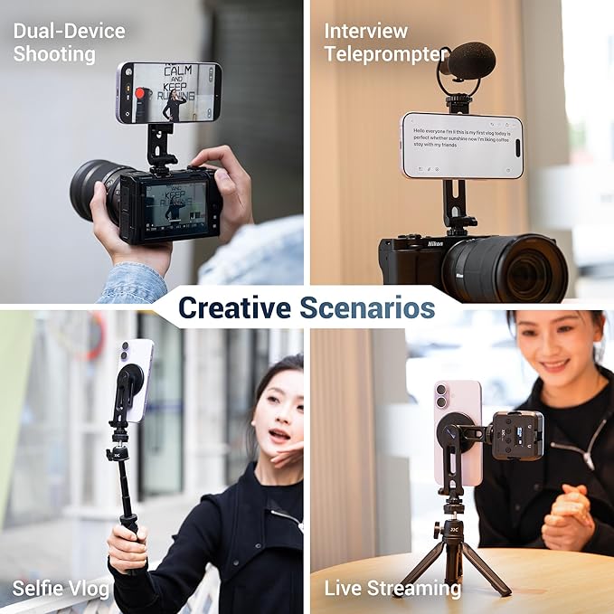 JJC Magnetic Phone Tripod Mount Adapter for Magsafe iPhone 17 16 15 14 & More Smartphones, Camera Phone Holder with Cold Shoe & 1/4’’-20 Screw Hole, Magnet Shoe Holder Camera Accessories