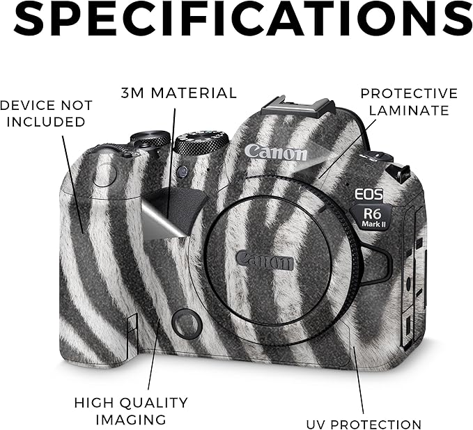 Glossy Glitter Camera Skin Compatible with Canon EOS R6 Mark II Camera (2022) - Grunge Purple - Premium 3M Vinyl Protective Wrap Decal Cover - Easy to Apply | Crafted in The USA by MightySkins