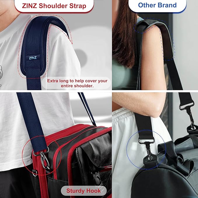 ZINMARK Shoulder Strap 59 inch, Extra-Thick Fixed Cushion Pad and Dual Clasps Universal Replacement Strap for Bags, Camera, Crossbody，Lawn mower -Blue