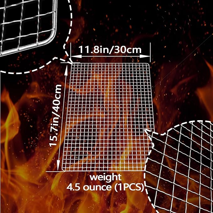 Grill Topper, 10 Pcs Disposable Grill Grates, 11.8 X 15.7 Inch Baking Rack Replacement, BBQ Accessories for Outdoor Smoker Grills