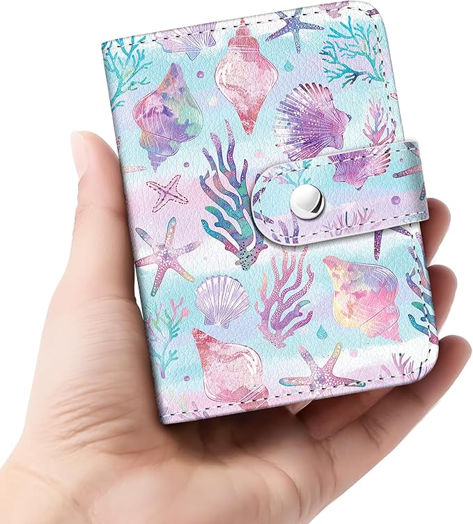Lebrocoli Seashell Starfish Small Photos Album for 2x3 Inch Films, 56 Pockets Mini Cute Albums Book for Polaroid Fujifilm Instax Mini Instant Camera Printer, Kpop Photocard Pictures Binders Holders