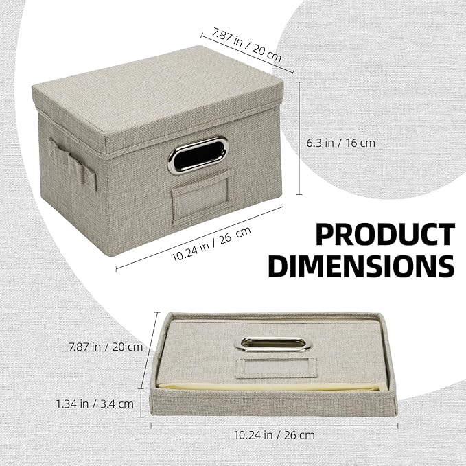 Hiwhy Greeting Card Storage Box, Linen Storage Box with 16 Adjustable Dividers, 84 Labels, 1 Marker Pen, Perfect for Organizing Greeting Cards, Envelopes, Photos 1 Pack Beige