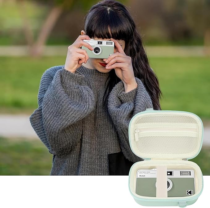 Leayjeen Digital Camera Case Compatible with KODAK EKTAR H35 H35N Half Frame Film Camera，Storage Holder Organizer for Kodak Ultra F9 M35 M38 Paper Shoot Camera-Dark Green(Case Only)