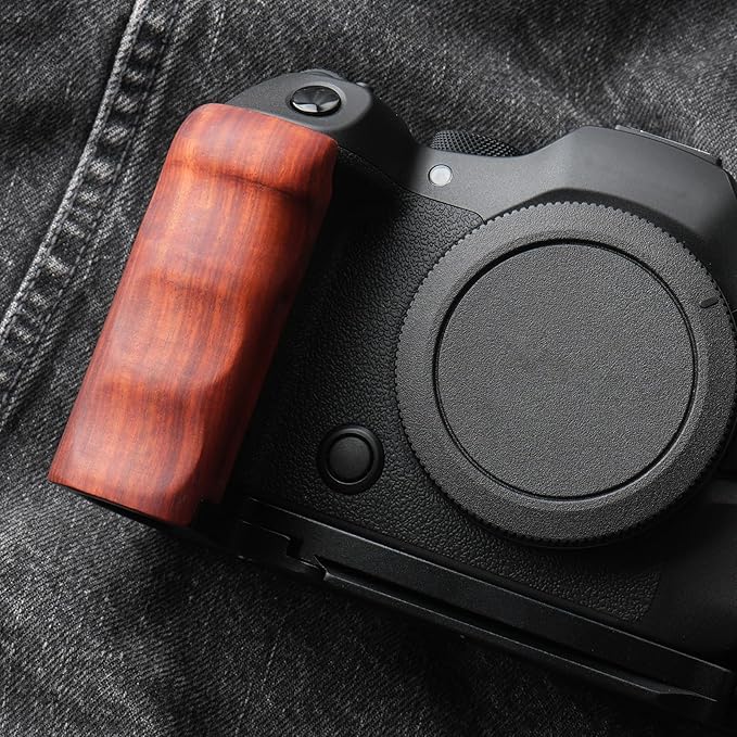 RYDSCAM Camera Handle, Compatible with Canon EOS R6 Mark III, Camera Specific Precious Solid Wood Grip, Original Anti-Slip Finger Grooves, Large-Area Microfiber Flocking (Red Sandalwood Black)