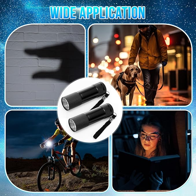 VIHOSE 100 Pcs Mini Flashlights Bulk Valentines Classroom Gifts Flashlight Aluminum LED Handheld Torches for Party Favors Night Reading Camping Emergency Gifts, Batteries Not Included(Black)