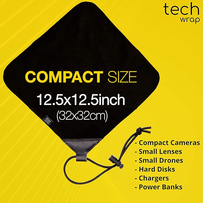 The Tech Wrap Compact 12.5" x 12.5" Neoprene Lens Pouch - Camera Lens Protective Wrap - Camera Travel Accessories