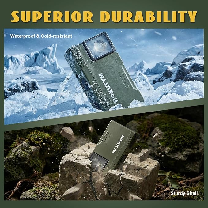 Clip-on LED Rechargeable Flashlights – 500lm EDC Mini Pocket Light, Hands-Free Magnetic Work Light with 180° Rotatable Clip & RGB Emergency Mode for Camping, Hiking, Repairs, Walkies, Green