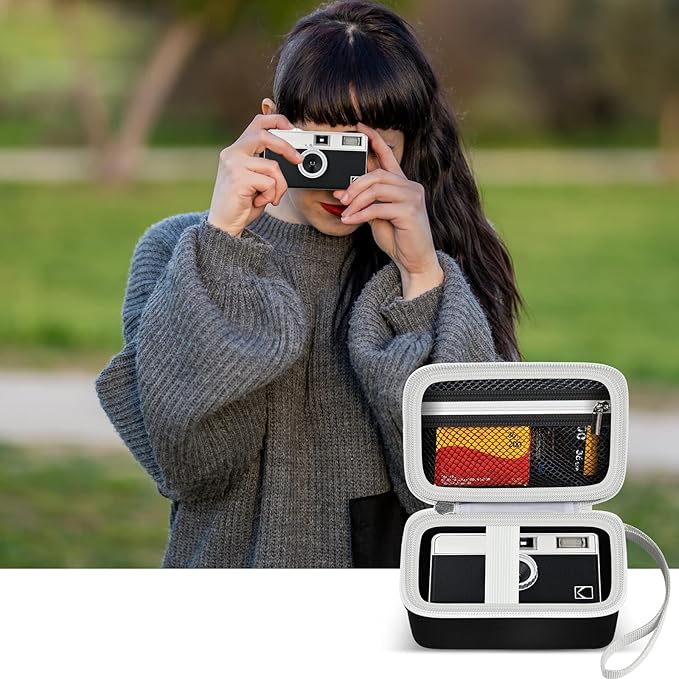 Grapsa Digital Camera Case Compatible with KODAK EKTAR H35 H35N Half Frame Film Camera, Storage Holder Organizer for Kodak Ultra F9 M35 M38 Paper Shoot kamera, 35mm Film Rolls (Box Only) - Black