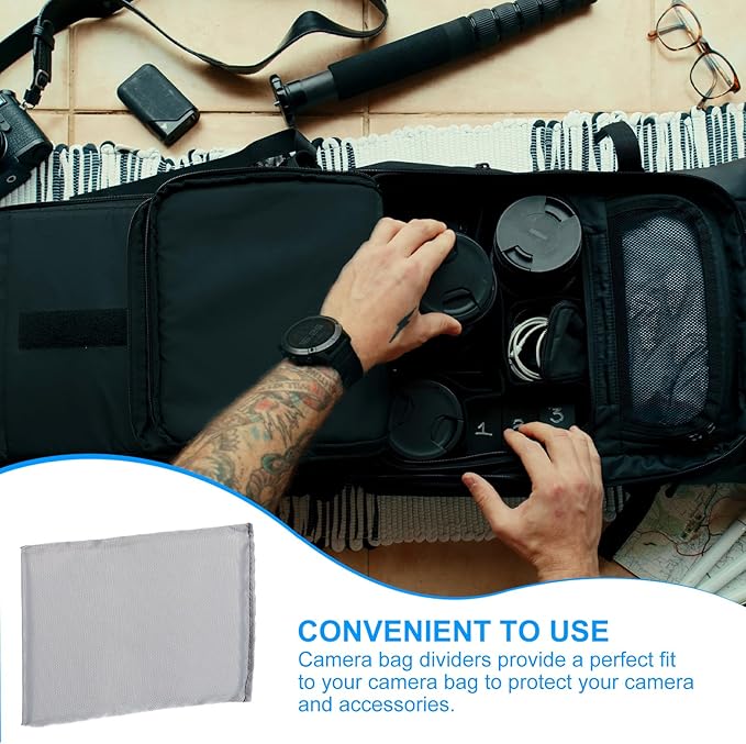 PATIKIL Camera Bag Divider, 5Pcs 6.69"x5.12"x0.39" Shockproof Camera Bag Inserts Separator Pad Protective Lens for Nikon Camera DSLR Protect Bag Organizer Universal Divider Cushion, Gray