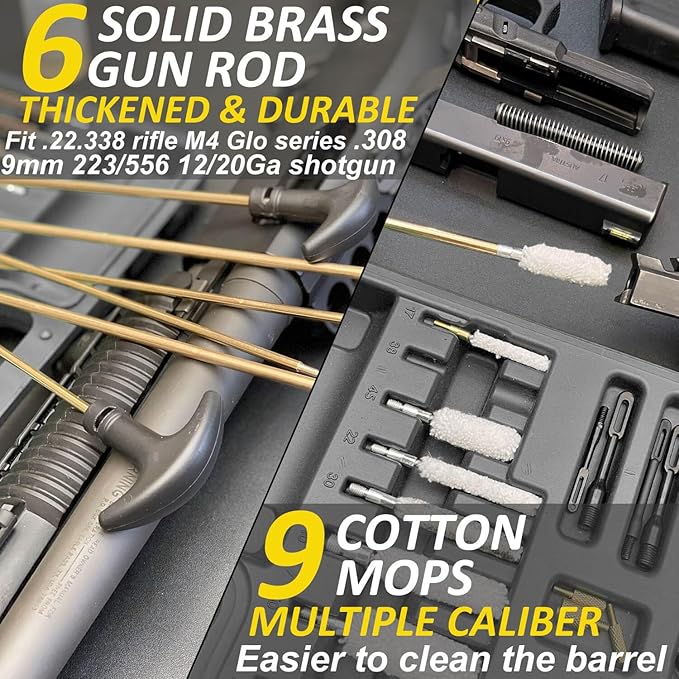 iunio Gun Cleaning Kit, Universal Gun Cleaning Kit for All Caliber Shotgun Pistol Rifle Cleaning Kit with Mat Portable Case